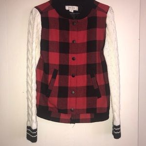 Vintage Checkered Jacket with sweater sleeves